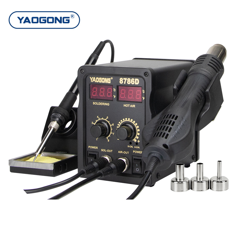 Yaogong 8786d 2 em 1 estação d - Smd Rework Station Hot Air Soldering 2 In 1 avaliação e preço